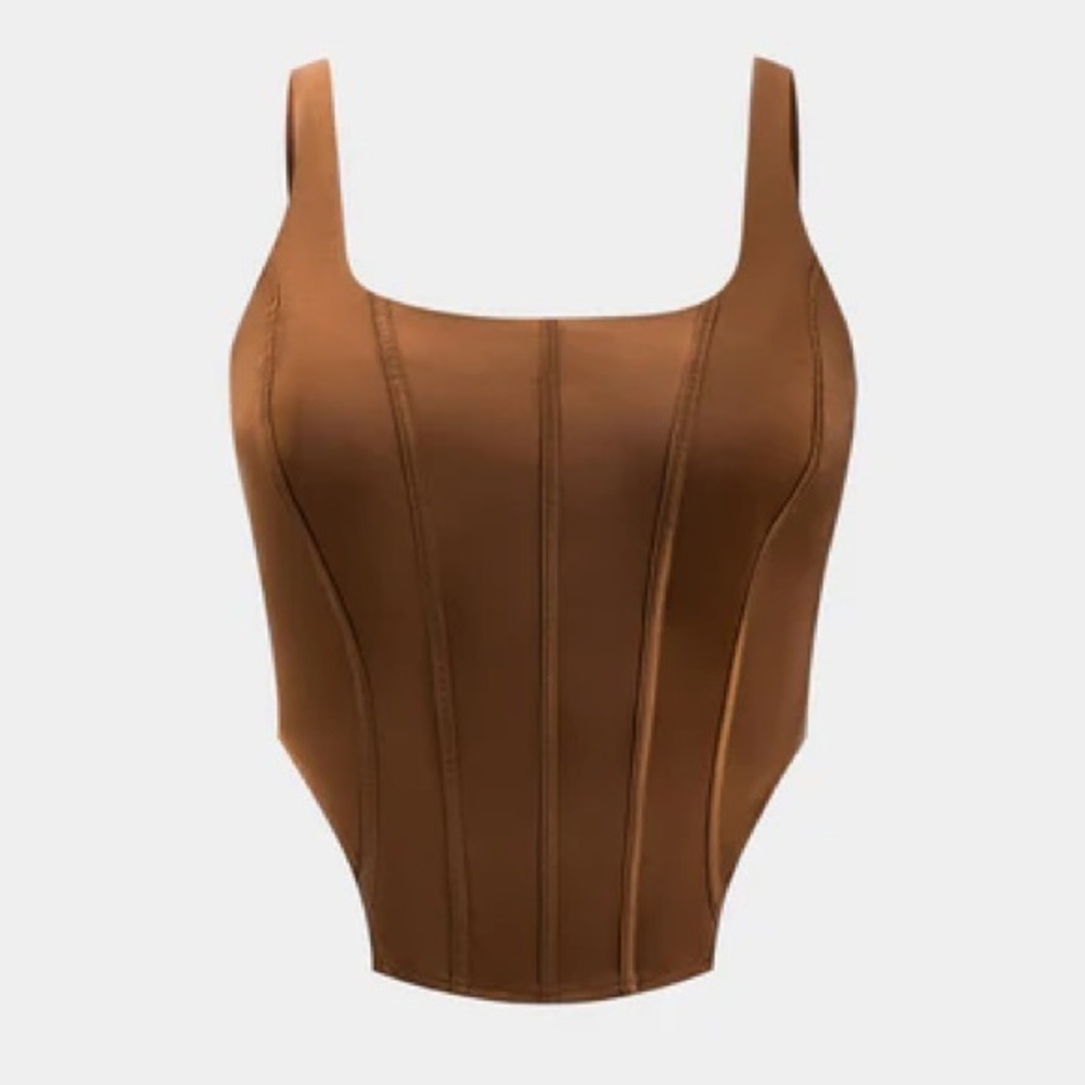 Plus Size Satin Zipper Corset Slip Cami Top micas 1XL PG2-20